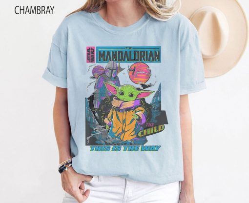 Retro Mandalorian And Baby Yoda Shirt, Star Wars Shirt