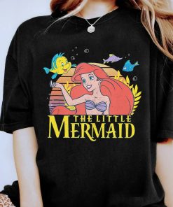 Disney The Little Mermaid Ariel And Flounder Sunset Portrait Shirt