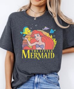 Disney The Little Mermaid Ariel And Flounder Sunset Portrait Shirt