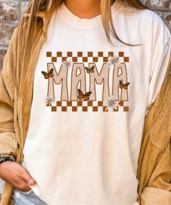 Comfort Colors® Checkered Butterfly Mama Shirt, Mothers Day Gift