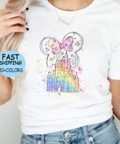 Disney watercolor Castle Minnie Shirt, Disney Castle Hoodie