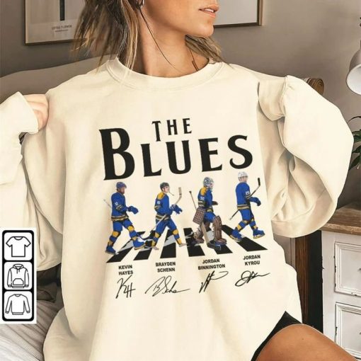 Retro Blues Walking Abbey Road Signatures Ice Hockey Shirt