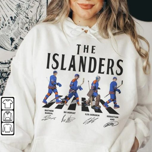 Retro Islanders Walking Abbey Road Signatures Ice Hockey Shirt