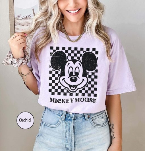 Checkered Mickey Comfort Colors Shirt, Retro Mickey Shirt