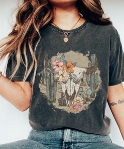 Comfort Colors® Vintage Boho Cow Skull Shirt, Wild West Shirt