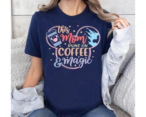 This Mom Runs On Coffee And Magic T-shirt, Disney Mickey Head Tee