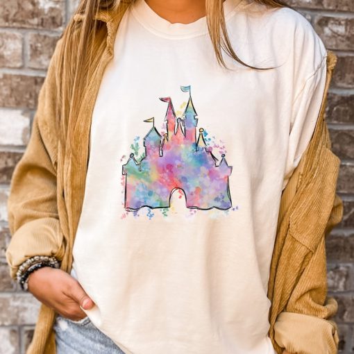 Comfort Colors® Watercolor Castle T Shirt, Disney Magic Kingdom Shirt