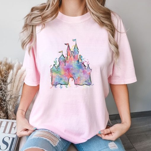 Comfort Colors® Watercolor Castle T Shirt, Disney Magic Kingdom Shirt