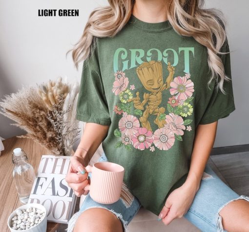 Baby Groot Comfort Colors Shirt, Floral Groot shirt, I am Groot shirt