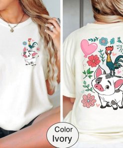 Comfort Colors Disney Moana Shirt, Hei Hei And Pua Floral Shirt