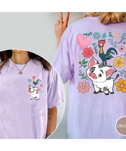 Comfort Colors Disney Moana Shirt, Hei Hei And Pua Floral Shirt