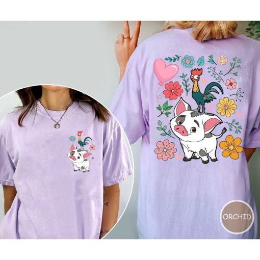 Comfort Colors Disney Moana Shirt, Hei Hei And Pua Floral Shirt