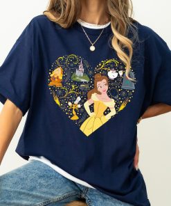 Disney Belle Princess Belle Collage Heart Shirt, Beauty and The Beast