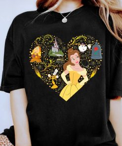 Disney Belle Princess Belle Collage Heart Shirt, Beauty and The Beast