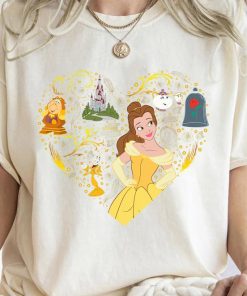 Disney Belle Princess Belle Collage Heart Shirt, Beauty and The Beast