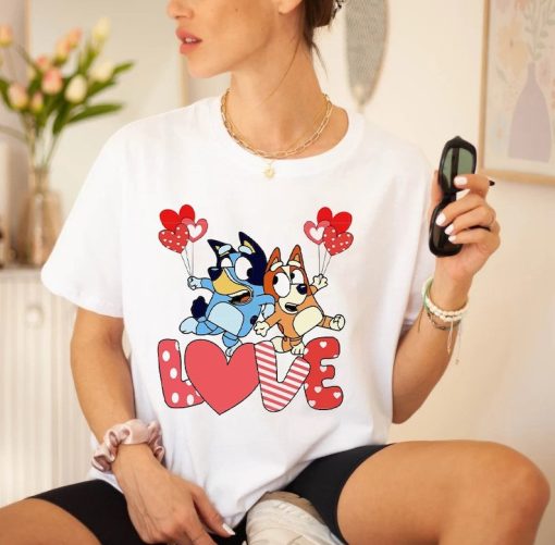 Love You Bluey Couple Unisex Tshirt, Bluey Mom Shirt