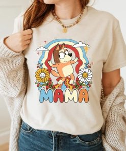 Bluey Mom Mama Floral Vintage Happy Mothers Day Unisex Tshirt