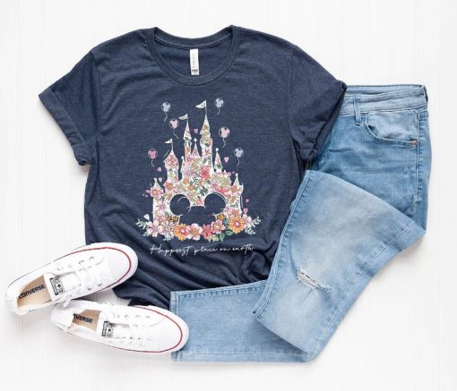 Disney Floral Castle Shirt, Vintage Disney Shirt