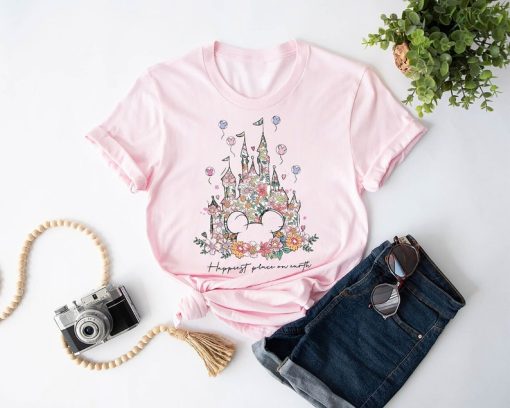 Disney Floral Castle Shirt, Vintage Disney Shirt