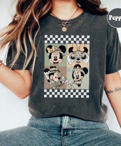 Minnie Safari Mode Comfort Colors Shirt, Checkered Mickey Shirt