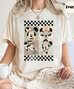 Minnie Safari Mode Comfort Colors Shirt, Checkered Mickey Shirt