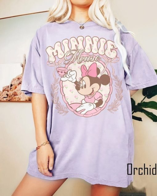 Vintage Minnie Mouse Pink Tea Shirt, Minnie est 1928 Shirt