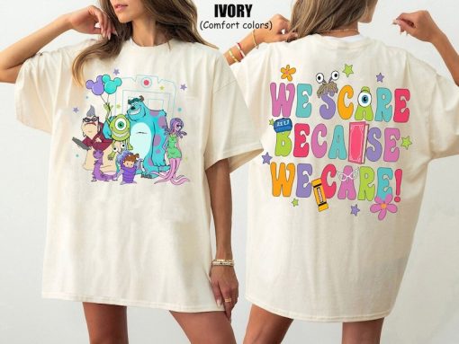 Two-Sided Monster Inc Shirt, We Scare Because We Care Shirt