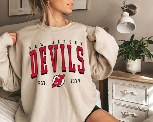 Vintage Style New Jersey Sweatshirt, New Jersey Devils Crewneck