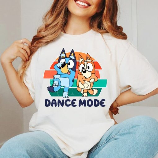 Dance Mode Bluey Vintage Style Unisex Tshirt, Bluey Family Retro Shirt