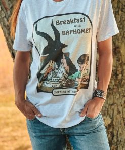 Breakfast with Baphomet Dark Humor Tee, Funny Occult Fall Shirt