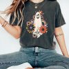 Retro Halloween Comfort Colors shirt, Flower Ghost Sketch Shirt