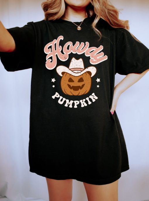 Retro Halloween Comfort Colors Shirt, Howdy Pumpkin Western Shirt