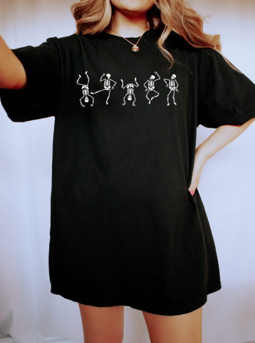 Retro Halloween Comfort Colors shirt, Dancing Skeleton Halloween