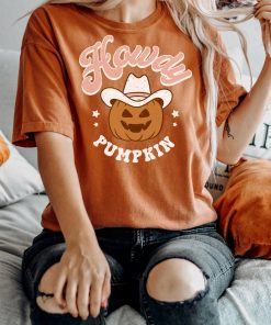 Retro Halloween Comfort Colors Shirt, Howdy Pumpkin Western Shirt