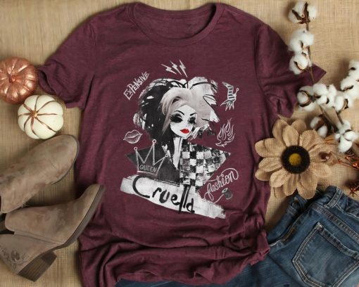 Disney Cruella Artsy Collage T-Shirt, Cruella De Vil Shirt