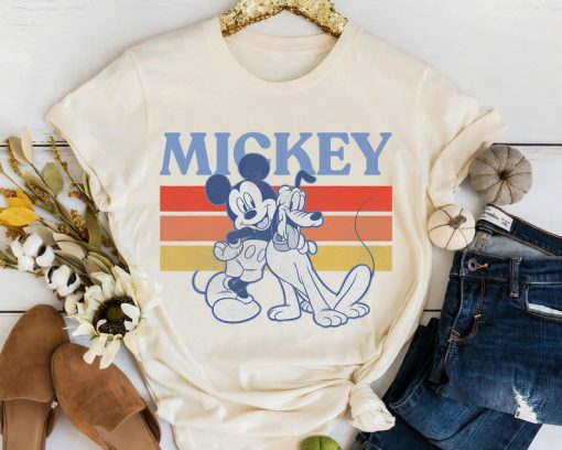 Disney Mickey And Friends Mickey And Pluto Retro Line T-Shirt