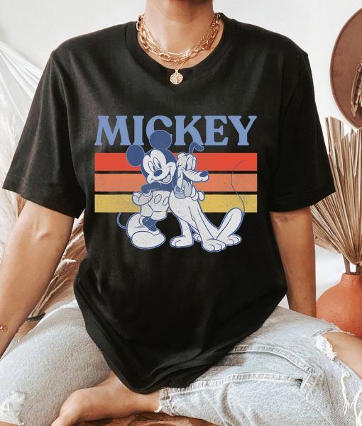 Disney Mickey And Friends Mickey And Pluto Retro Line T-Shirt