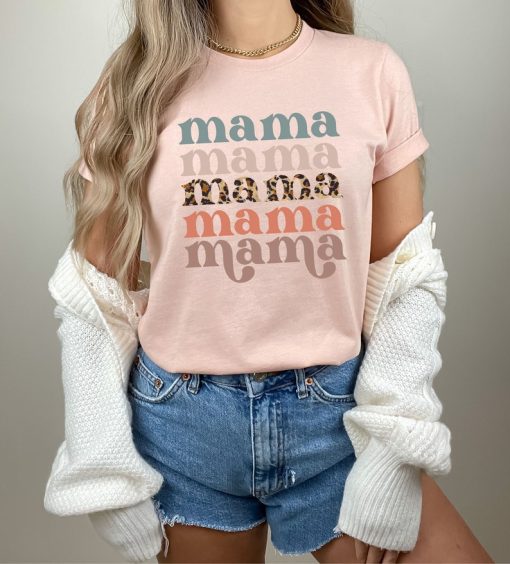 Retro Mama Shirt, Leopard Mama Shirt, Motherhood Shirt