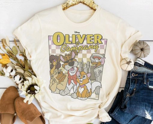 Disney Oliver & Company Checkerboard Poster T-Shirt