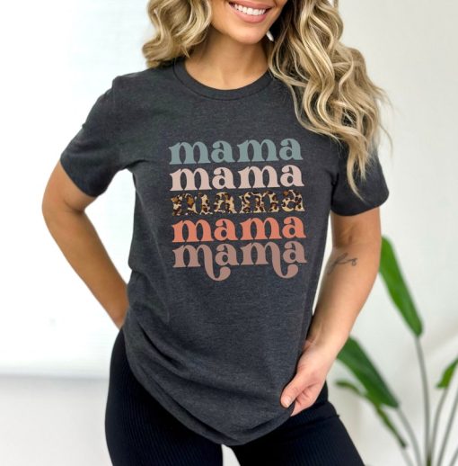 Retro Mama Shirt, Leopard Mama Shirt, Motherhood Shirt