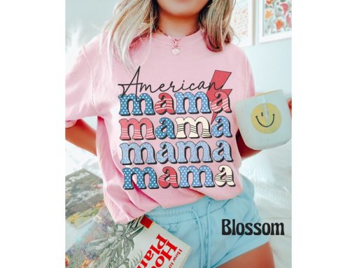 Comfort Colors® American Mama Shirt, Retro 4th Of July Shirt