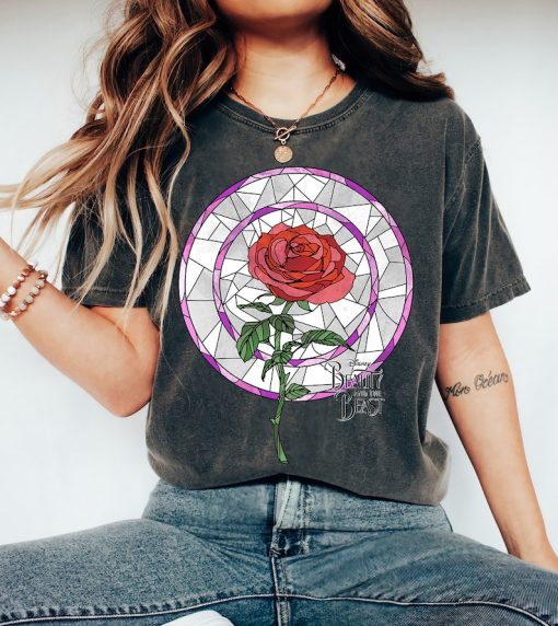 Disney Beauty & The Beast Rose Stained Glass Graphic T-Shirt