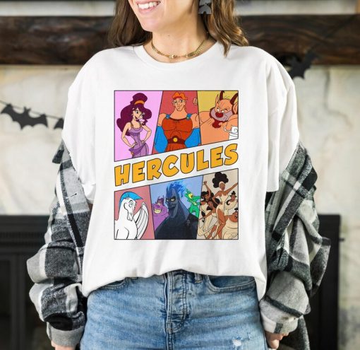 Disney Hercules Retro 90s Group Characters T-Shirt, Hercules, Megara