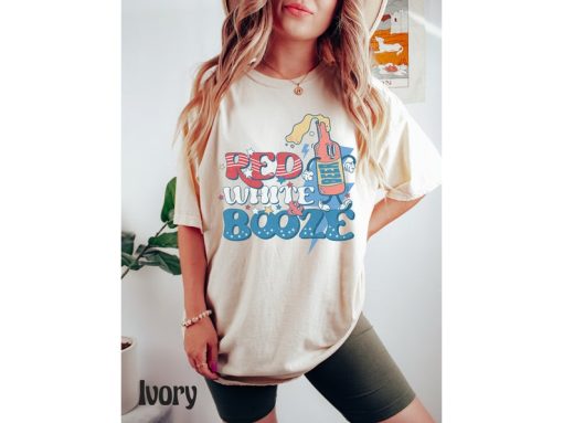 Comfort Colors® Red White & Booze Shirt, Retro 4th Of July Shirt