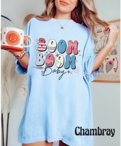 Comfort Colors® Boom Boom Baby Shirt, Retro 4th Of July Shirt