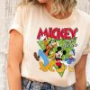 Disney Mickey And Friends Group Shot Patterned Portrait Shirt