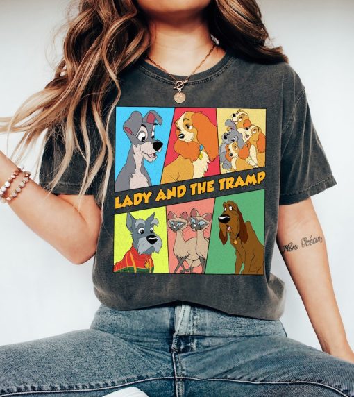 Disney Lady and The Tramp Retro 90s Group Characters T-Shirt, Jock