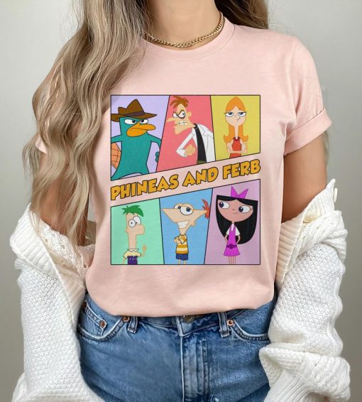 Disney Phineas and Ferb Retro 90s Group Characters T-Shirt, Phineas