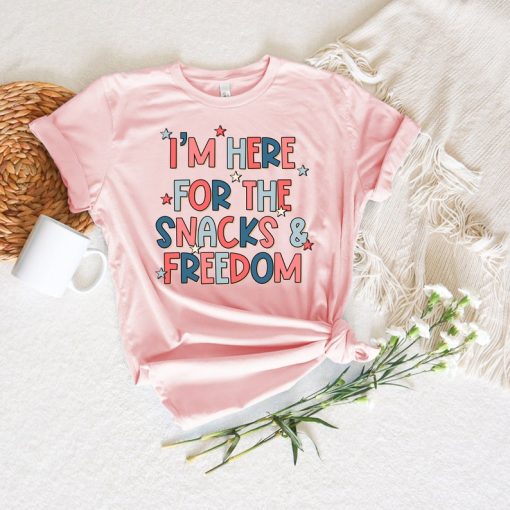 I'm Here For The Snacks and Freedom, Watercolor 4th of July Shirt