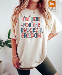 I'm Here For The Snacks and Freedom, Watercolor 4th of July Shirt